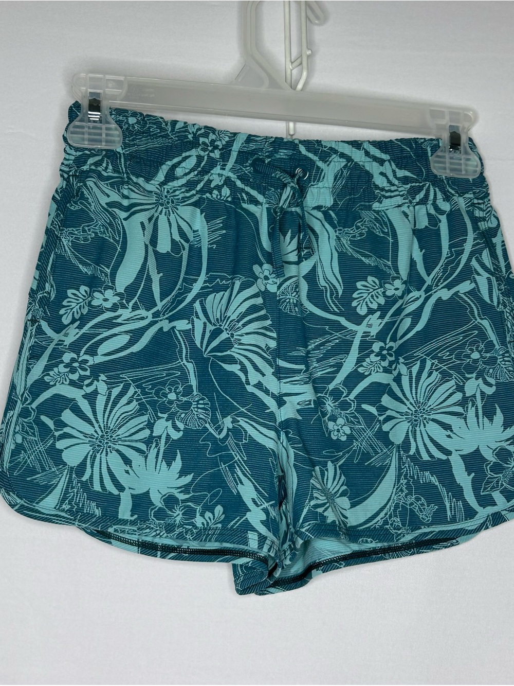 Athleta Girl Teal Floral Athletic Shorts